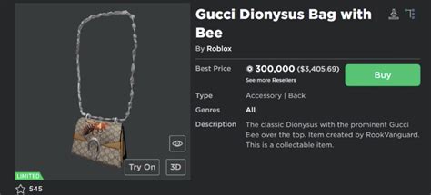 gucci dionysus bag price roblox|A Virtual Gucci Bag Sold For More Money on Roblox Than IRL.